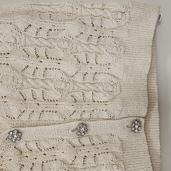Zara Women's Knit Waistcoat Bejeweled Button Ivory Cream Vest Sz S - Picture 6 of 16